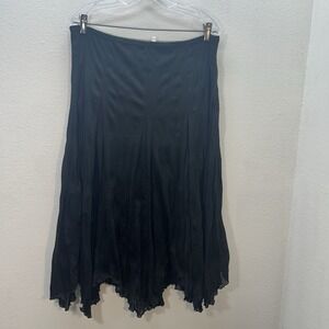 VTG 90s Y2K Asymmetrical Skirt L/XL Stretch Black Fairy Whimsigoth Witchy Maxi